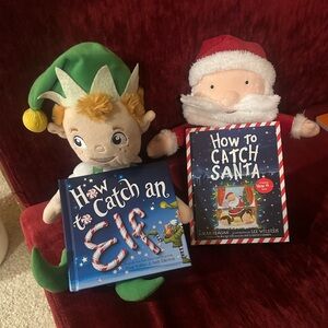 Santa & Elf plush with books